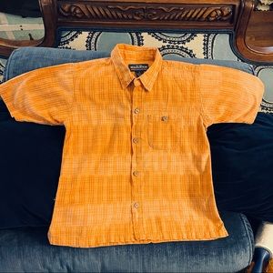 Boys Woolrich Orange Plaid Shirt Kids Small 6, 7